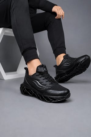 Lyon Erkek Sneaker Spor Ayakkabı – Memory Foam İç Tabanlı Günlük Ayakkabı - Siyah