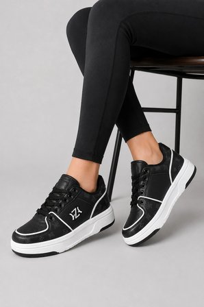 Prometheus Kadın Günlük Rahat Bağcıklı Sneaker Spor Ayakkabı - Siyah