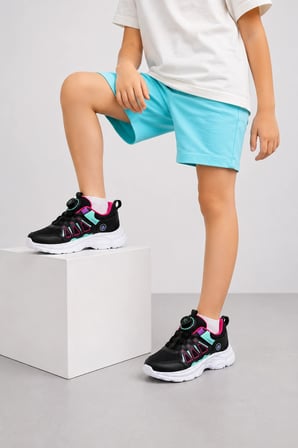 Ignis Çocuk Spor Ayakkabı – Mekanizmalı Bağcıksız Rahat Günlük Sneaker Siyah-Pembe