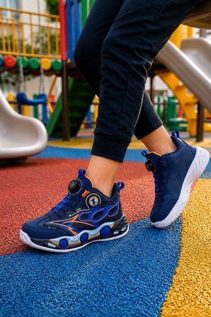 Rush Çocuk Günlük Işıklı Spor Ayakkabı Pratik Bağlama Detaylı Sneaker - Lacivert
