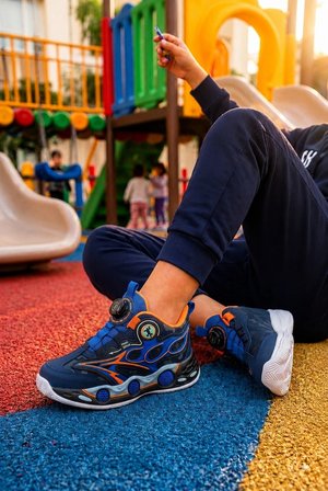 Rush Çocuk Günlük Işıklı Spor Ayakkabı Pratik Bağlama Detaylı Sneaker - Lacivert