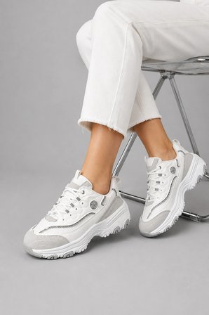 Paradox Kadın Günlük Rahat Bağcıklı Detaylı Sneaker Spor Ayakkabı - Beyaz
