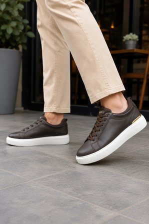 Lynx Erkek Günlük Sneaker Bağcıklı Rahat Tabanlı Şık Casual Spor Ayakkabı - Kahverengi