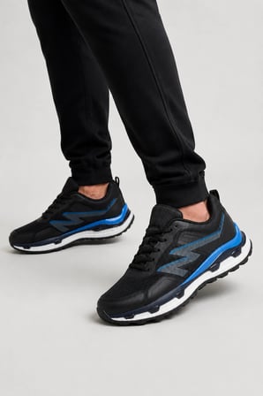 Helix Erkek Spor Ayakkabı | Jel & Köpük Tabanlı Ultra Konfor Günlük Sneaker Siyah-Mavi