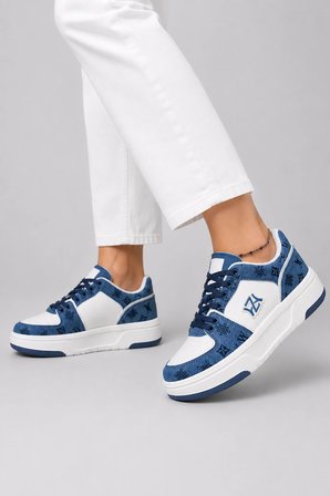 Prometheus Kadın Günlük Rahat Bağcıklı Sneaker Spor Ayakkabı - Mavi