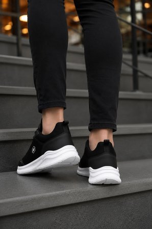 Nova Air Erkek Günlük Yürüyüş ve Spor Ayakkabı Hafif Sneaker - Siyah-Beyaz