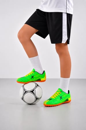 DKN473 Halı Saha Kramponu – Bağcıklı Hafif ve Rahat Futbol Ayakkabısı - Neon Yeşili