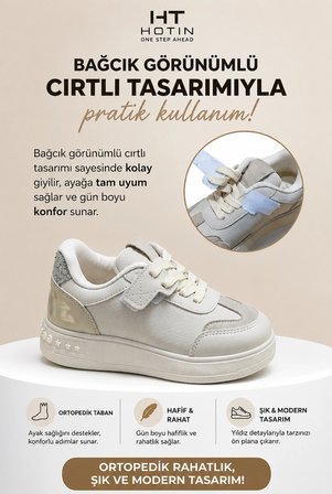 Zoom Çocuk Yıldız Detaylı Günlük Sneaker Rahat Tabanlı Bağcıklı Spor Ayakkabı - Siyah