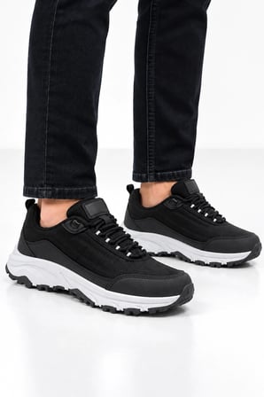 Mare Unisex Outdoor İçi Yünlü Kauçuk Taban Ayakkabı - Siyah-Beyaz