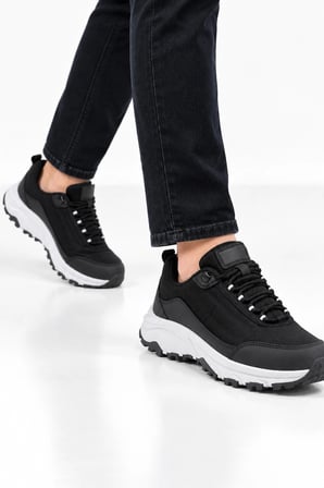 Mare Unisex Outdoor İçi Yünlü Kauçuk Taban Ayakkabı - Siyah-Beyaz
