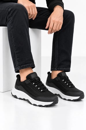 Mare Unisex Outdoor İçi Yünlü Kauçuk Taban Ayakkabı - Siyah-Beyaz