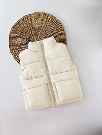 UNİSEX ÇOCUK SİSME YELEK KREM