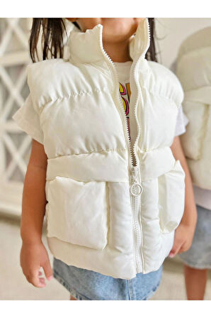 UNİSEX ÇOCUK SİSME YELEK KREM