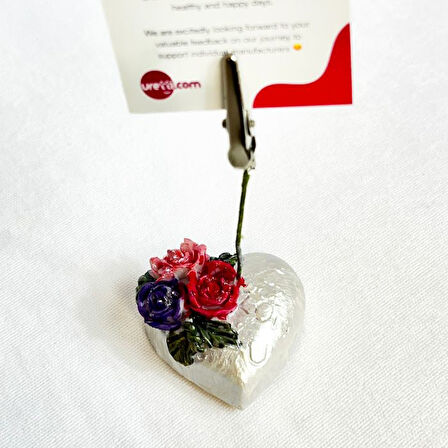 Uretti - Hülya 6683 El Yapımı Kalpli Dekoratif Notluk / Masaüstü Aksesuarı