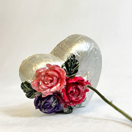 Uretti - Hülya 6683 El Yapımı Kalpli Dekoratif Notluk / Masaüstü Aksesuarı