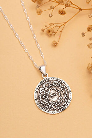 Çift Taraflı Nazar Duası Ve Kıtmir Gümüş Kolye Zincir