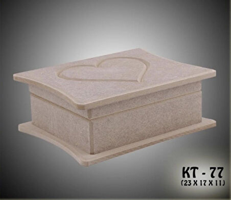 Ham Ahşap Boaynabilir Kalp Işlemeli Takı-makyaj-aksesuar Çok Amaçlı Dekoratif Kutu