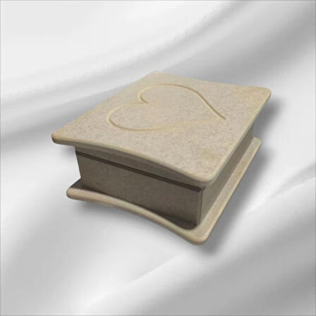 Ham Ahşap Boaynabilir Kalp Işlemeli Takı-makyaj-aksesuar Çok Amaçlı Dekoratif Kutu