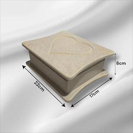 Ham Ahşap Boaynabilir Kalp Işlemeli Takı-makyaj-aksesuar Çok Amaçlı Dekoratif Kutu