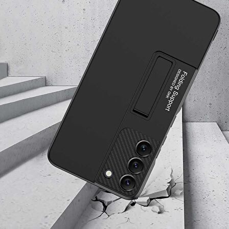 Fuchsia Galaxy S22 Plus Wireless Şarj Destekli Standlı Ays Kapaklı Tam Korumalı Kılıf
