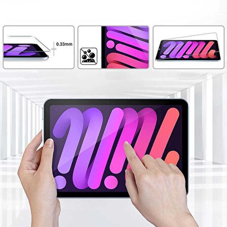 Apple iPad Mini 6 2021 Fuchsia Tablet Temperli Cam Ekran Koruyucu Çizilmez Darbeye Dayanıklı İnce Screen Protector