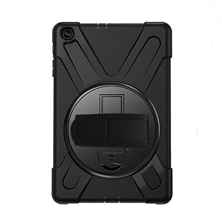 Fuchsia Galaxy Tab A 10.1 (2019) T510 Uyumlu Defender Zırh Tablet Kılıfı Askılı 360° Dönebilir Standlı Tam Koruma