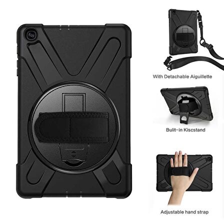 Apple iPad 6 Air 2 Uyumlu Defender Zırh Tablet Kılıfı Askılı 360° Dönebilir Standlı Tam Koruma