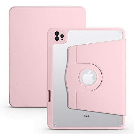 Fuchsia Apple iPad 10.2 2021 (9.Nesil) Termik Kalem Bölmeli Dönebilen Standlı Kılıf
