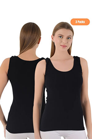 Kadın 3'lü Ribana Kumaşlı Kalın Askılı Atlet Seti