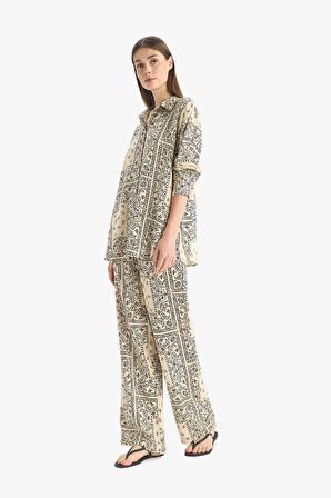 DeFacto Regular Fit Şal Desenli Viskon Plaj Pantolonu-Fall in Love C3159AX25SPER103