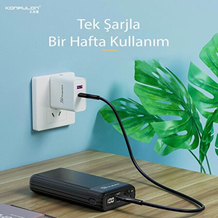 Konfulon A30 20000 mAh Hızlı Şarj Powerbank Beyaz 