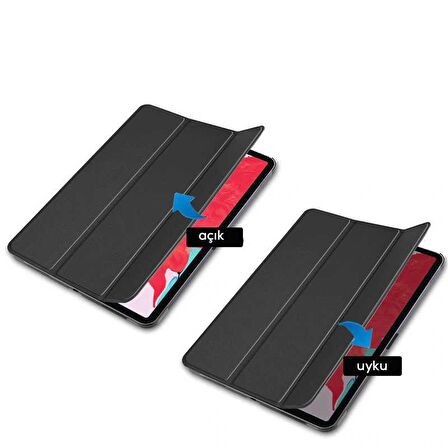 Apple iPad Pro 12.9 2021 (5.Nesil) Uyumlu Smart Cover Standlı 1-1 Flip Smart Akıllı Tablet Kılıfı