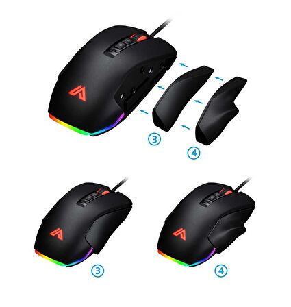 GT-400 Sarepo Oyuncu Mouse Ekstra Kanat ve 4 Farklı Boyut Seçeneği 10 Işık Modu 8/14 Tuşlu Ergonomik