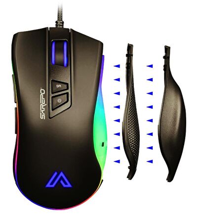 GT-300 Sarepo Oyuncu Mouse 9 Tuşlu Çoklu Mod RGB Aydınlatmalı 2 Farklı Boyut Seçeneği Ergonomik