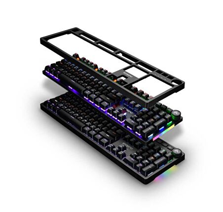 MJ-97 Sarepo Oyuncu Klavyesi Mekanik Hisli RGB Işıklandırma Multimedya Tuşlu Ergonomik