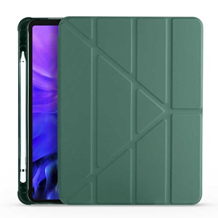 Apple iPad Pro 12.9 2021 (5.Nesil) Uyumlu Kalemlikli Premium Standlı Katlanabilir Uyku Modu Özellikli Tablet Kılıfı