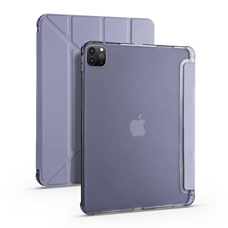 Apple iPad Pro 12.9 2021 (5.Nesil) Uyumlu Kalemlikli Premium Standlı Katlanabilir Uyku Modu Özellikli Tablet Kılıfı