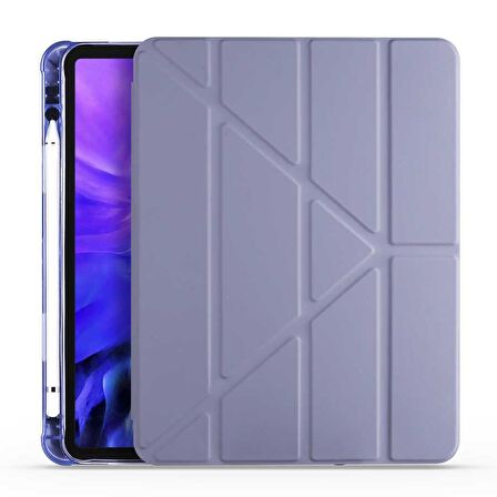 Apple iPad Pro 12.9 2021 (5.Nesil) Uyumlu Kalemlikli Premium Standlı Katlanabilir Uyku Modu Özellikli Tablet Kılıfı