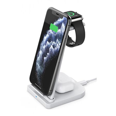 Fuchsia YM-UD21 3in1 Kablosuz Masaüstü Şarj Standı Universal Portable Wireless Charging Station 15W