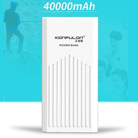 P40Q Powerbank 40.000 mAh Konfulon PD 18W Hızlı Şarj QC 3.0 ve Oto Standby Özellikli Telefon Tablet Tutamaçlı Powerbank
