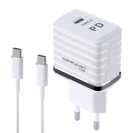 Konfulon C32D 20W PD Hızlı Şarj Cihazı + DC15 5A Type-C Kablo