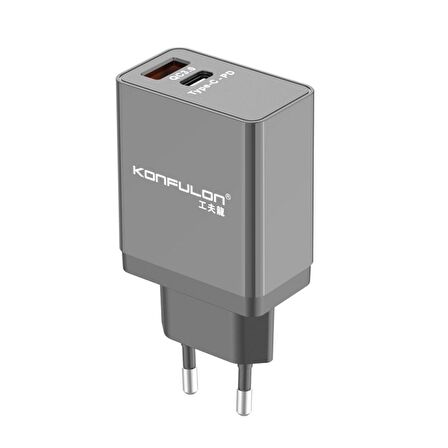 Konfulon C59 Type-C 20 Watt Hızlı Şarj Aleti Siyah