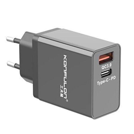 Konfulon C59 Type-C 20 Watt Hızlı Şarj Aleti Siyah