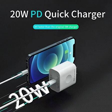 Fuchsia Type-C 20 Watt Hızlı Şarj Aleti Beyaz
