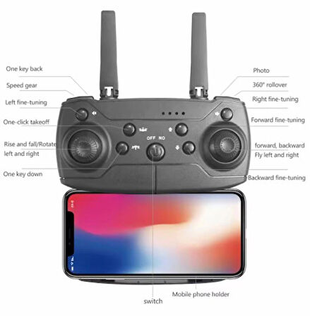 E88 Kumandalı, Katlanabilir, Profesyonel HD Kamera, Wifi, FPV Fotoğraf Quadcopter Selfie Drone
