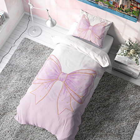 Pembe Fiyonk Tasarımlı Çocuk Nevresim Takımı (Çarşafsız)