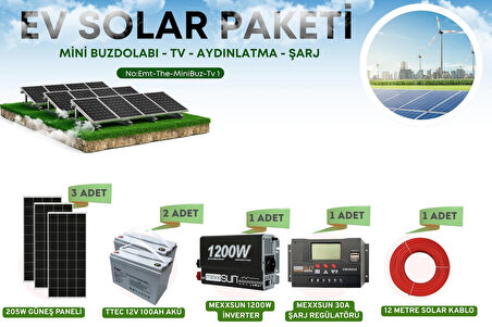 Bağ Evi Karavan Mini Buzdolabı Tv Aydınlatma Solar Paket 3kwp