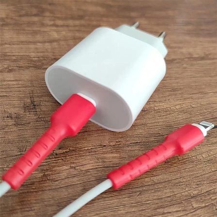 Kırmızı iPhone 11 12 13 14 Pro Pro Max Plus Uyumlu Kablo Ucu Koruyucu Silikon Kırmızı