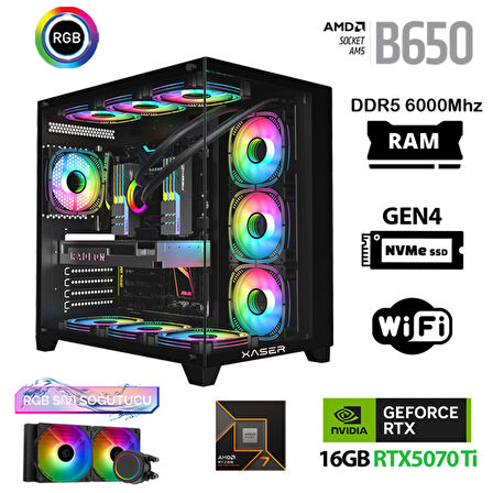 Xaser Velox x70 Ryzen 7 9700x 64GB DDR5 Ram 2TB M.2 NVMe SSD 16GB RTX5070Ti Masaüstü Oyuncu Bilgisayarı
