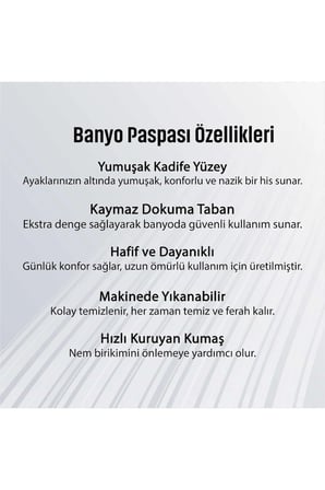 Banyo Paspası, Yumuşak Banyo Halısı, Kaymaz Dot Tabanlı, Yıkanabilir - 60x100